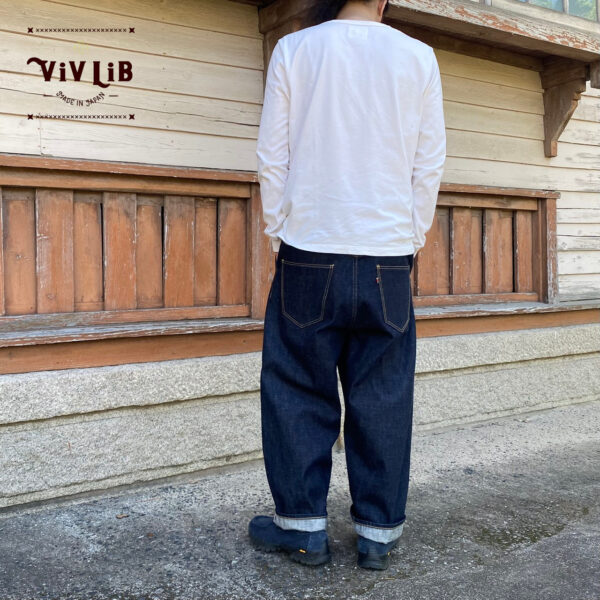 13.5oz岡山セルビッチデニム/サルエルデニムパンツ/深股ワイドテーパード/ユニセックス
