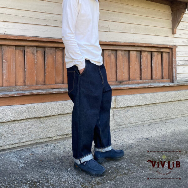 13.5oz岡山セルビッチデニム/サルエルデニムパンツ/深股ワイドテーパード/ユニセックス