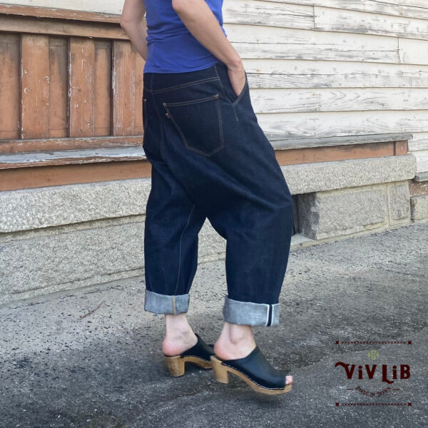 13.5oz岡山セルビッチデニム/サルエルデニムパンツ/深股ワイドテーパード/ユニセックス